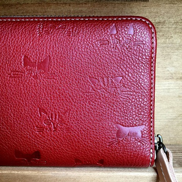 Real leather wallet/Embossing Leather/Kitten&Cat pattern 第3張的照片