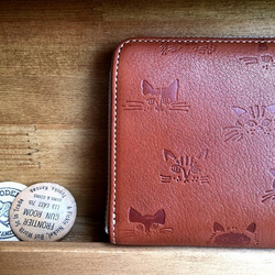 Real leather wallet/Embossing Leather/Kitten&Cat pattern 第3張的照片