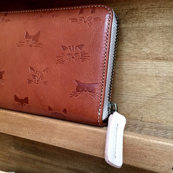 Real leather wallet/Embossing Leather/Kitten&Cat pattern 第6張的照片