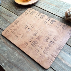 Real leather mouse pad/Flower pattern 第2張的照片