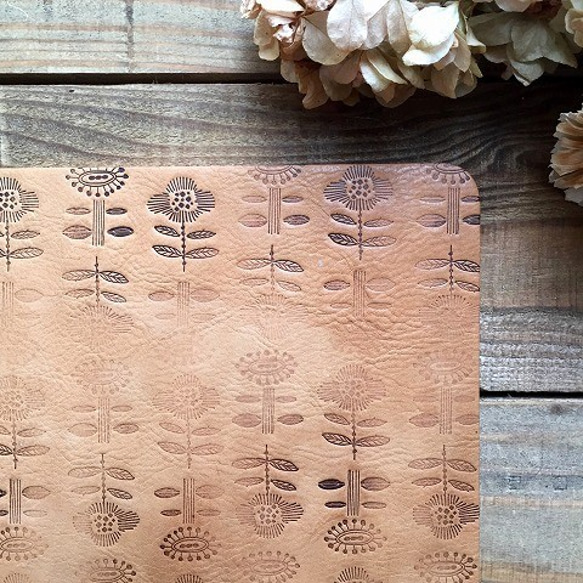 Real leather mouse pad/Flower pattern 第5張的照片