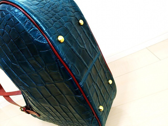 Real leather tote-bag/Steer Leather/Crocodile pattern 第4張的照片