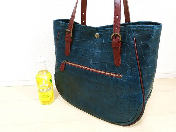 Real leather tote-bag/Steer Leather/Crocodile pattern 第5張的照片