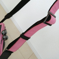 Real leather Shoulder bag/Steer Leather/Charcoal gray&Pink 第4張的照片