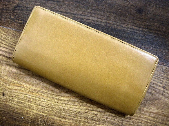 本革長財布 シンプルな折財布 イエローキャメル 1枚目の画像