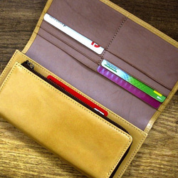 Real leather wallet/Kip leather/Yellowish Camel 第2張的照片