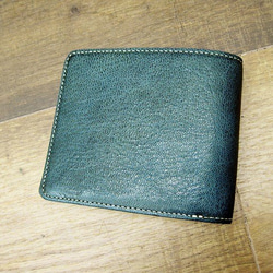 Real leather wallet/Goat & Steer Leather/Emerald & Turquoise 第1張的照片