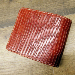 Real leather wallet/Embossed Leather/Iguana Pattern Brown 第1張的照片