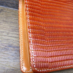 Real leather wallet/Embossed Leather/Iguana Pattern Brown 第8張的照片