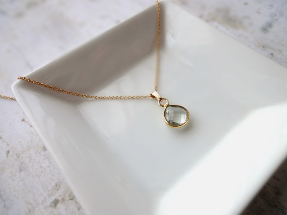 天然石のネックレス ■ マロンカット ■ グリーンアメジスト