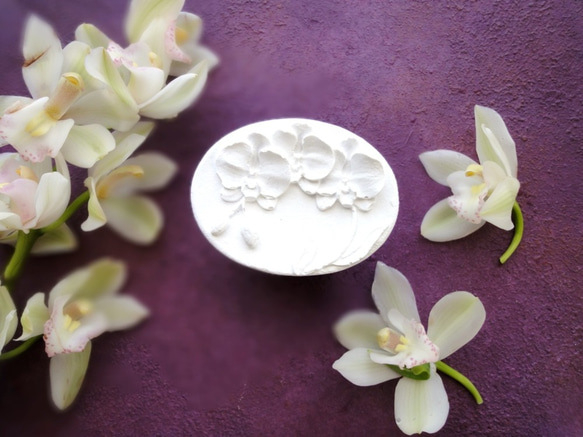 アロマストーン ■ 胡蝶蘭　オーバル　ヨコ型 ■6種類から香りが選べる 1枚目の画像