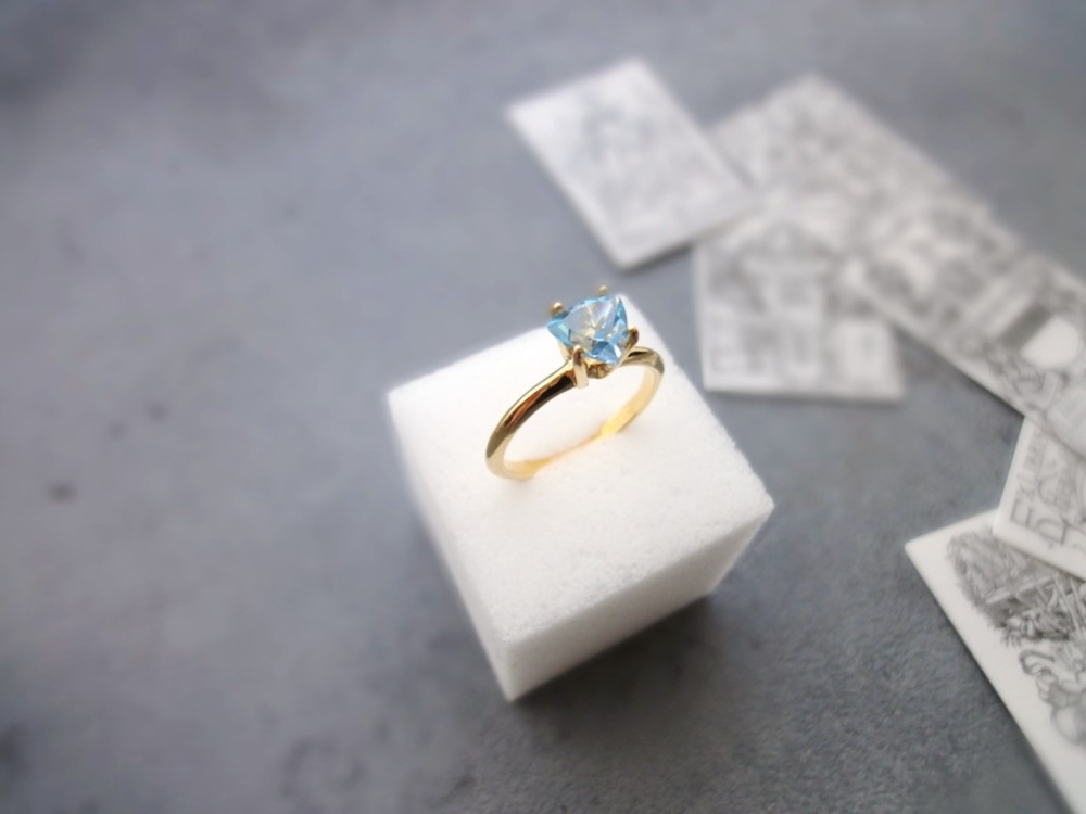 天然石の指輪 ■ トリリアントカット ■ スイスブルートパーズ