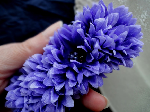 夏の花のバレッタ ■ 矢車菊 ■ 濃厚パープル 8枚目の画像