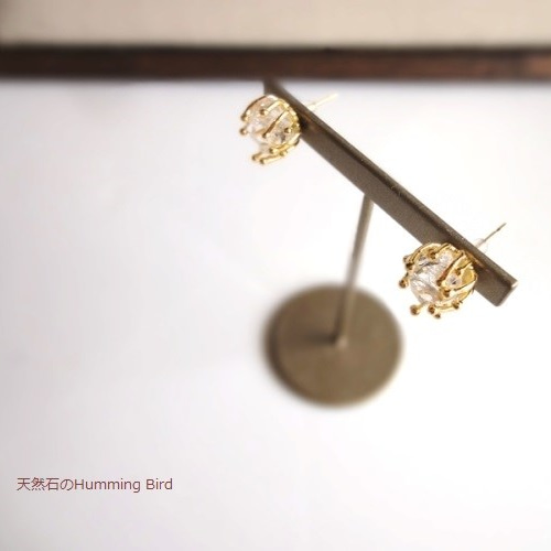 天然石のピアス□ハーキマーダイヤモンド ピアス（スタッド・一粒