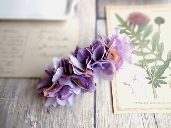 バレッタ ■ 紫陽花の花びら ■ ラベンダー 4枚目の画像