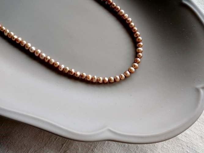 【LAST 1】淡水パールのネックレス ■ 14KGF ブラウン ■ ポテト　5mm
