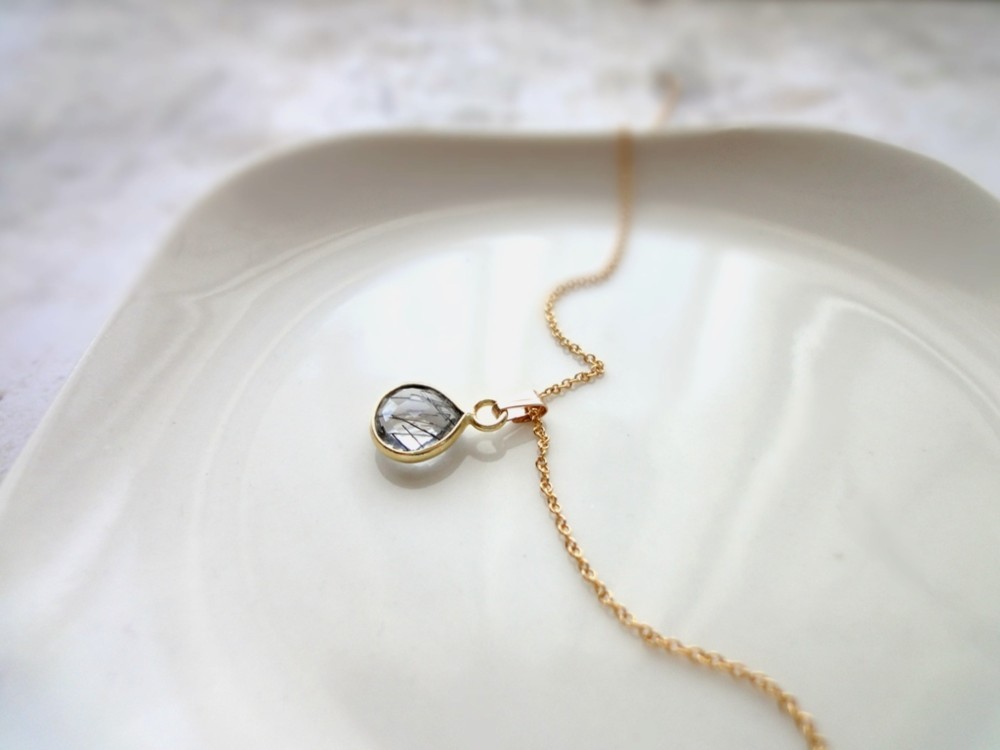 天然石のネックレス ■ マロンカット ■ ブラックトルマリンクォーツ