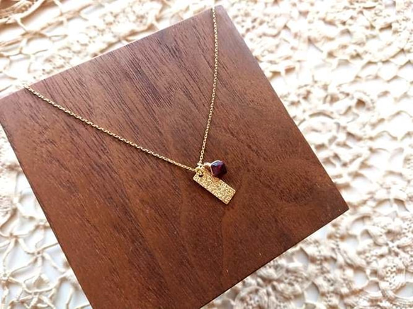 Necklace■Star Dust■Garnet ＆ square 2枚目の画像