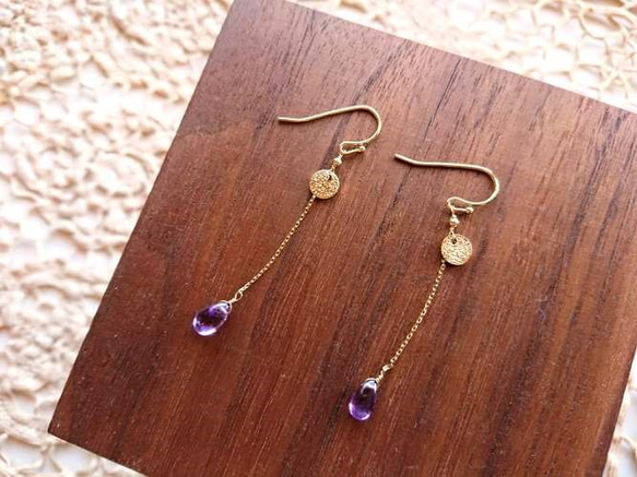 ピアス・イヤリング共通デザイン■Star Dust■Amethyst & round 2枚目の画像