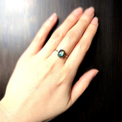 天然石の指輪■ シンプルオーバル　Silver925 ■ スペクトロライト 4枚目の画像