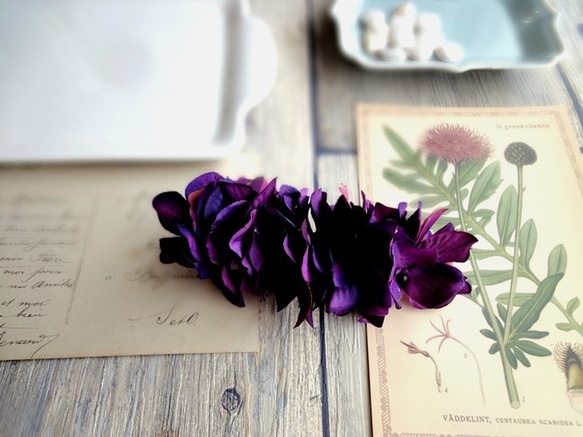バレッタ ■ 紫陽花の花びら ■ パープル 1枚目の画像