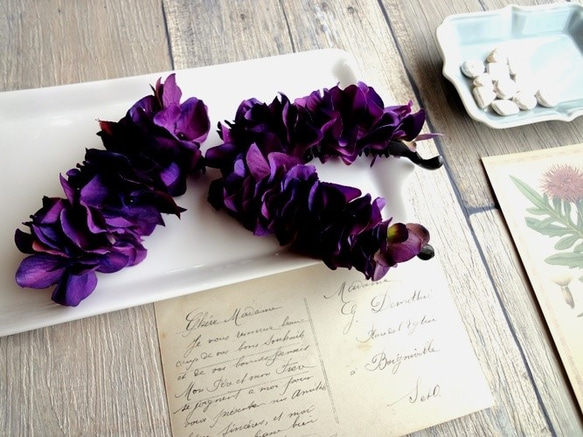 バレッタ ■ 紫陽花の花びら ■ パープル 6枚目の画像