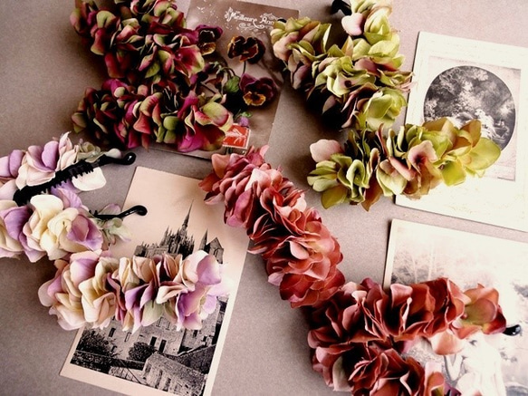 バレッタ ■ 紫陽花の花びら ■ グリーンモーブ 7枚目の画像