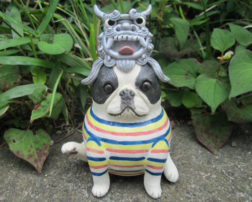 シーサー被ってみたよ☆フレンチブルドッグ① その他置物 まりも工房