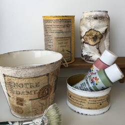 hana様❤️❤️❤️専用です。13 ふたつきのっぽ缶リメ缶 フタ付きリメ缶mini アレンジ 多肉植物・リメイク缶 一輪挿し