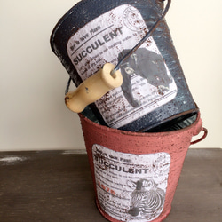 フタ付きリメ缶mini アレンジ 多肉植物・リメイク缶 一輪挿し