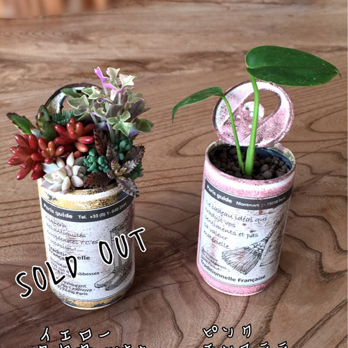 フタ付きリメ缶mini アレンジ 多肉植物・リメイク缶 一輪挿し