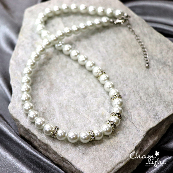 シルバーロンデルパールネックレス40cm 3枚目の画像