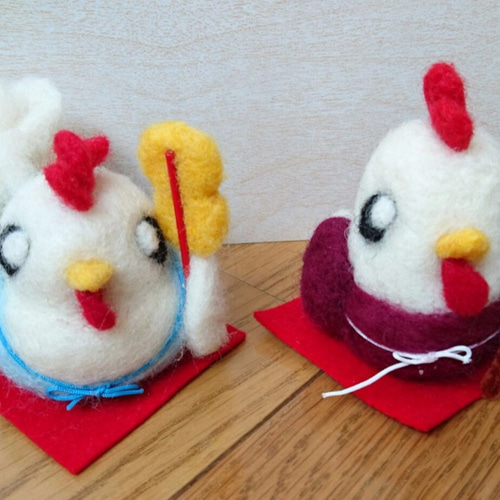 基本送料無料】羊毛ﾌｪﾙﾄ にわとり七福神 羊毛フェルト Happy-Tail 通販