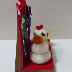 【基本送料無料】羊毛ﾌｪﾙﾄ にわとり親子のお正月飾り 4枚目の画像