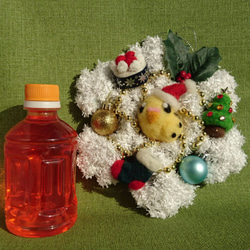 【送料無料】羊毛ﾌｪﾙﾄ イエローセキセイさんのクリスマスリース 6枚目の画像