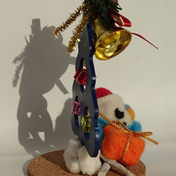 【送料無料】羊毛ﾌｪﾙﾄ ブルーセキセイさんのクリスマスツリー 5枚目の画像