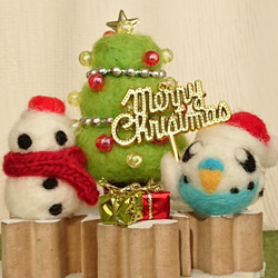 【送料無料】羊毛ﾌｪﾙﾄ 雪だるまさんとのクリスマス 2枚目の画像