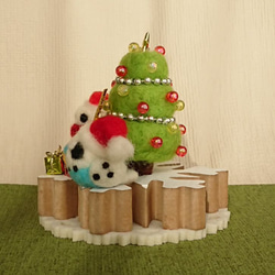 【送料無料】羊毛ﾌｪﾙﾄ 雪だるまさんとのクリスマス 3枚目の画像