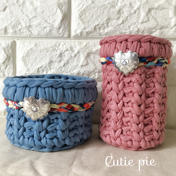 ズパゲッティ　小物入れ　Tシャツヤーン リサイクルヤーン ズパゲッティ 小物入れ Tシャツヤーン リサイクルヤーン