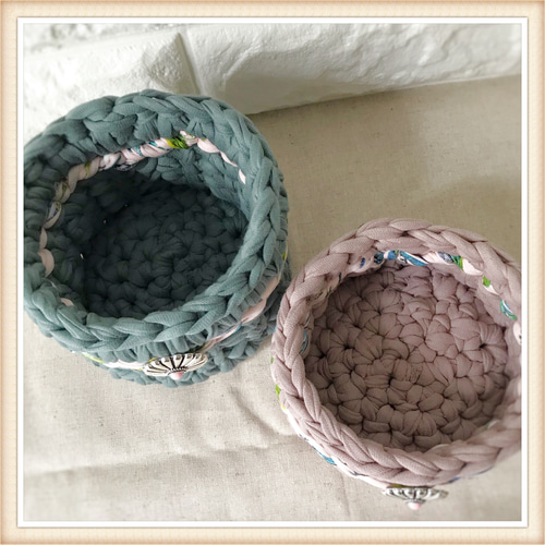 Tシャツヤーン☆小物入れ2点セット☆ボタニカル その他ケース Bonny  