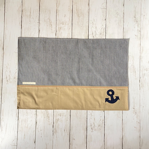 ランチクロスと巾着袋セット／ヒッコリーデニム紺とチノクロス＋赤