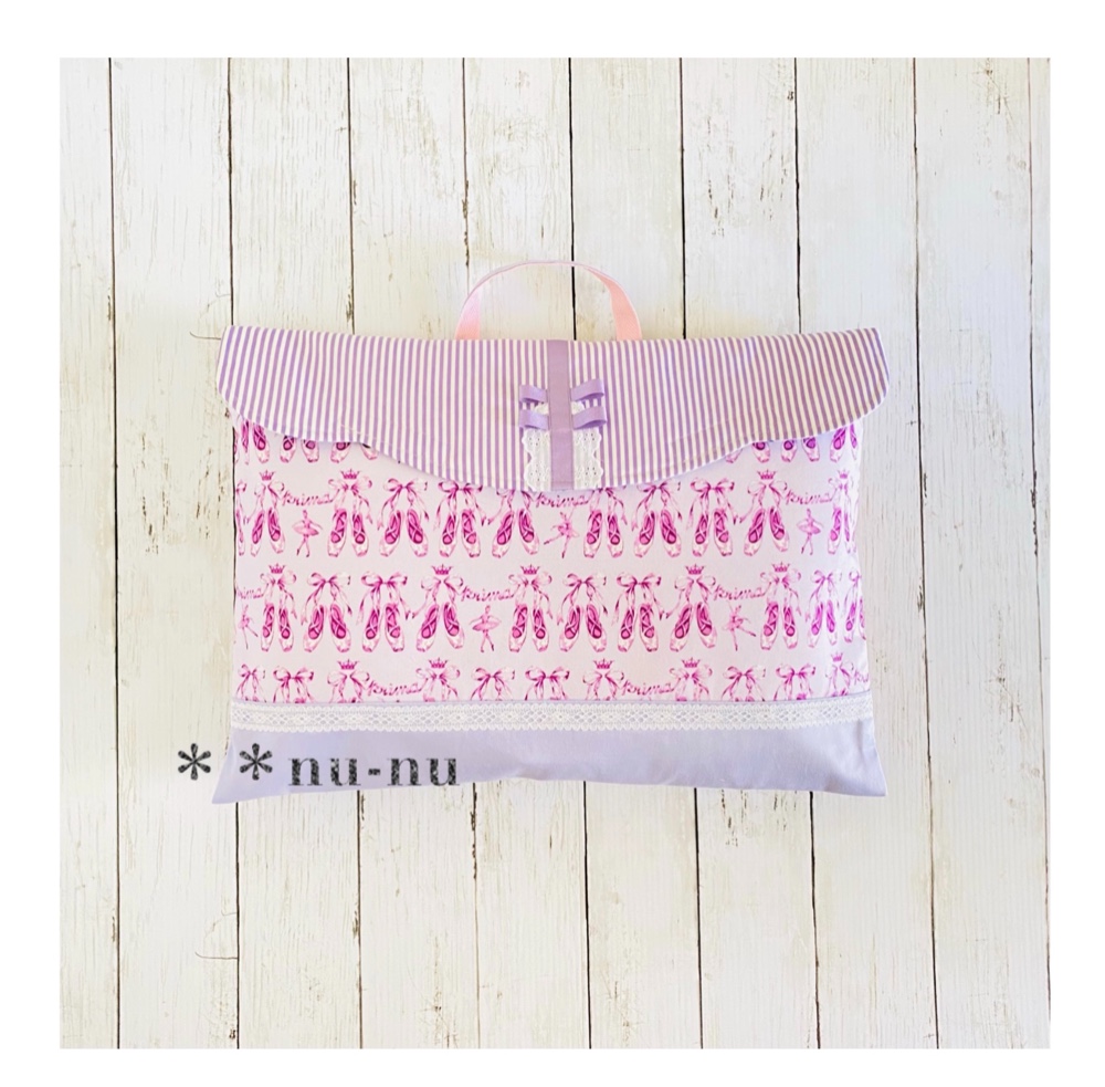 防災頭巾カバー■トゥシューズとリボン＊ラベンダー◎ラベンダードットの背もたれ