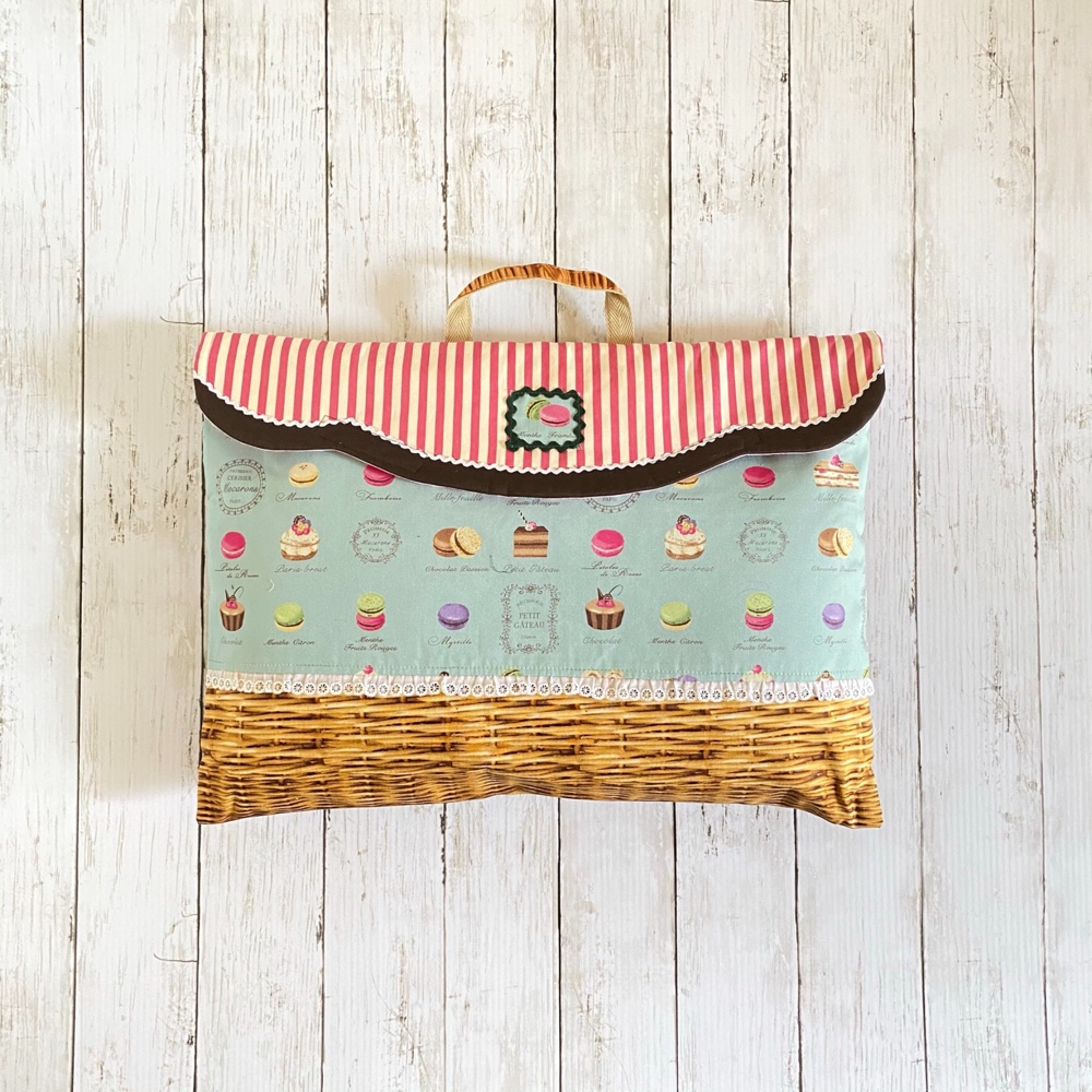 防災頭巾カバー■スイーツショップみたいなマカロンｘバスケットｘドット2