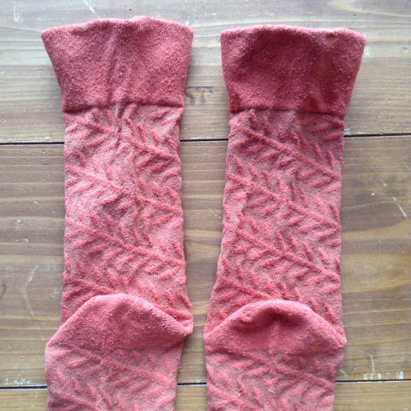 絲襪---植物染色的紅色茜草 第5張的照片