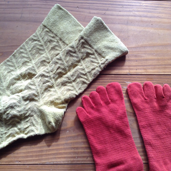再再販♡リーフ絹靴下と五本指ソックス 4枚目の画像