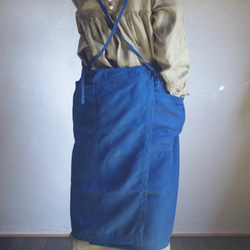 再販オーダー受付  3way　Linen Apron Dress　藍染め　 2枚目の画像