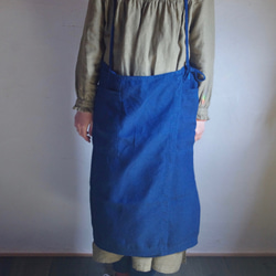 再販オーダー受付  3way　Linen Apron Dress　藍染め　 4枚目の画像