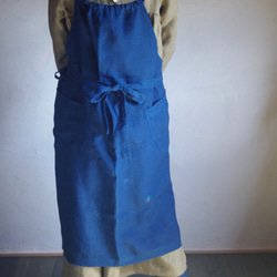 再販オーダー受付  3way　Linen Apron Dress　藍染め　 5枚目の画像