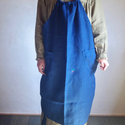 再販オーダー受付  3way　Linen Apron Dress　藍染め　 7枚目の画像