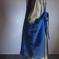再販オーダー受付  3way　Linen Apron Dress　藍染め　 8枚目の画像